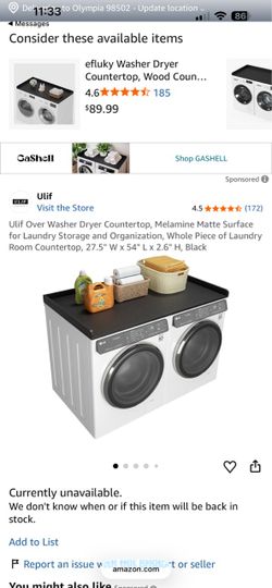 Washer dryer countertop.