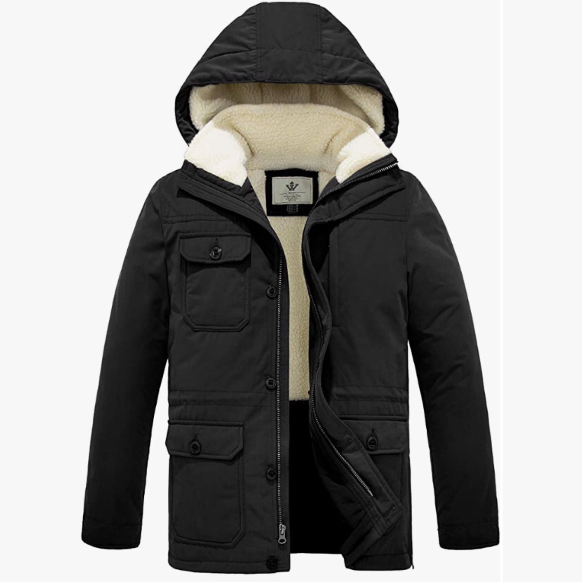 NEW! Black Winter Waterproof Parka Coat Windbreaker L