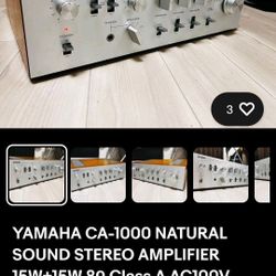 YAMAHA CA-1000 NATURAL SOUND STEREO AMPLIFIER 15W+15W 8Ω Class A AC100V