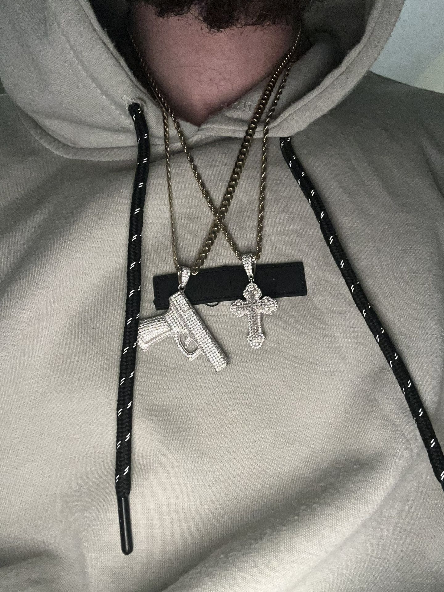 Moissanite 925 Silver Gun And Cross Pendant