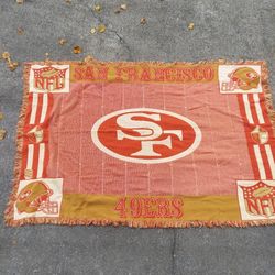 Vintage San Fransisco 49'rs Crocheted Throw Blanket