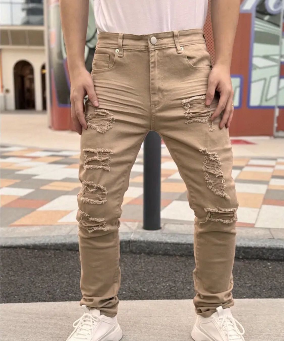 2 Pair Of Men Tan Jeans