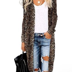 Women's Casual Long Open Front Drape Lightweight Duster High Low Hem Maxi Long Sleeve Cardigan (size small)