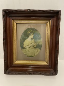 Antique Framed Picture Of Girl