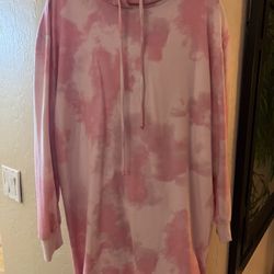 Pink Tie Dye Hoodie Dress 