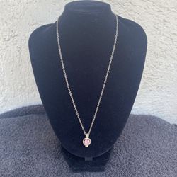 Pink Caged Pendant Necklace 16” .