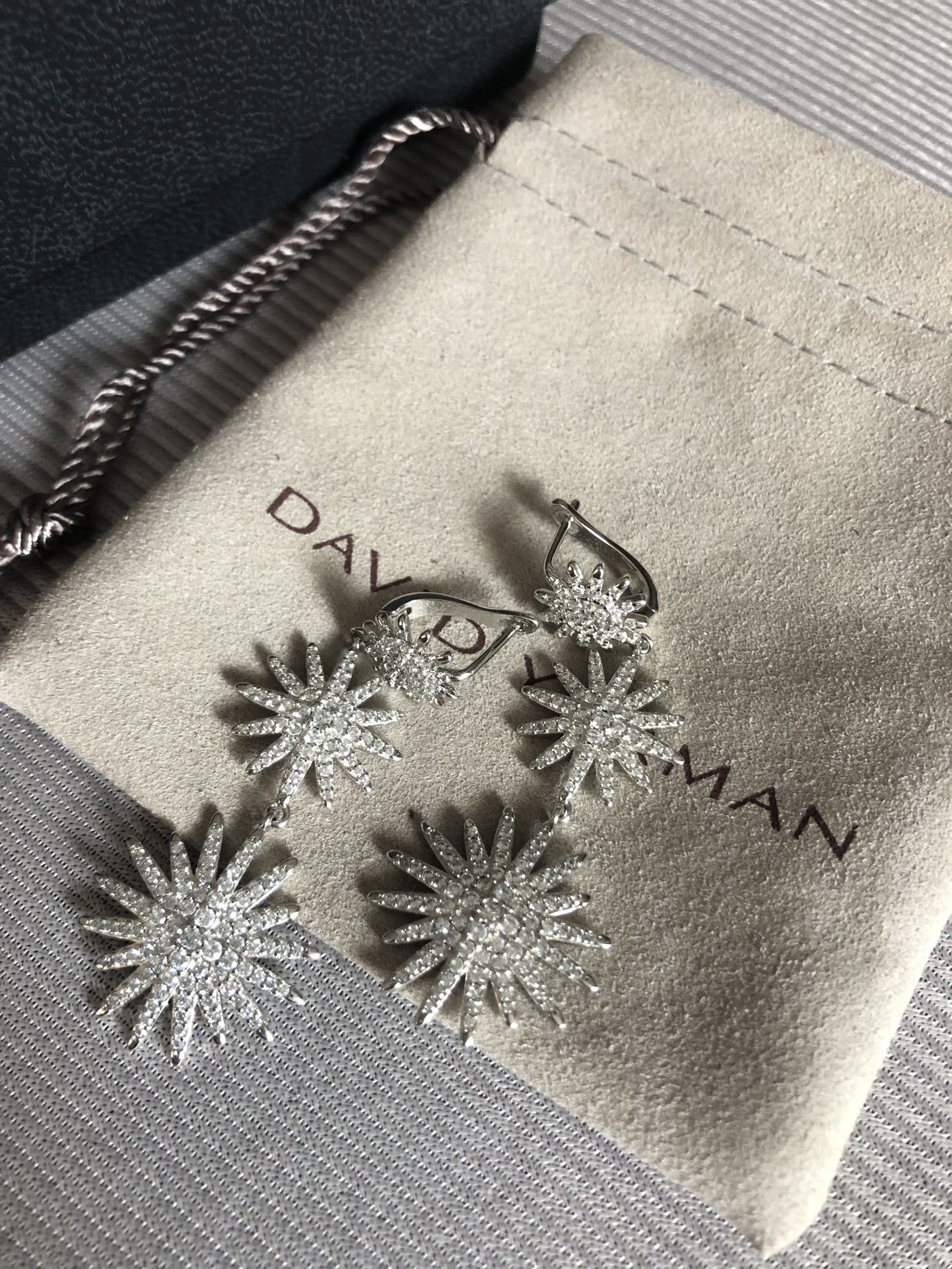 David Yurman Silver Sunflower Trio Earrings