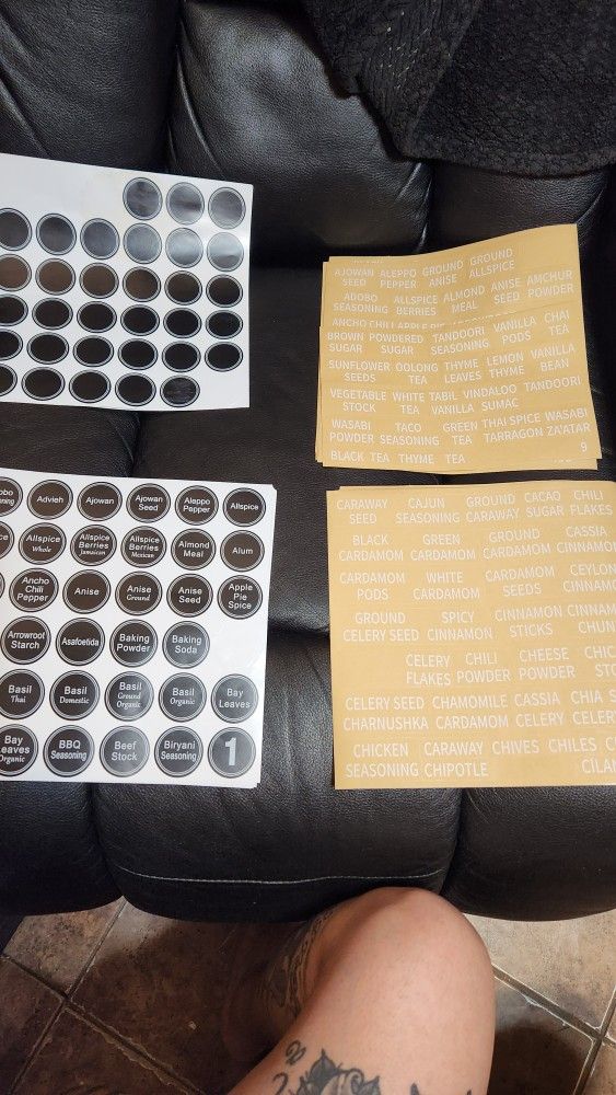 Spice jar pre-printed Labels, 2 Sets