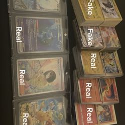 Fake,Real, Pokemon, DragonBall Cards