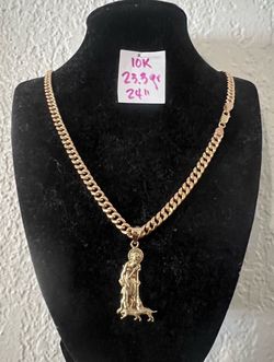 10K Gold 🇨🇺 Links Chain and Pendant  23.3Gr 24 Inches Long