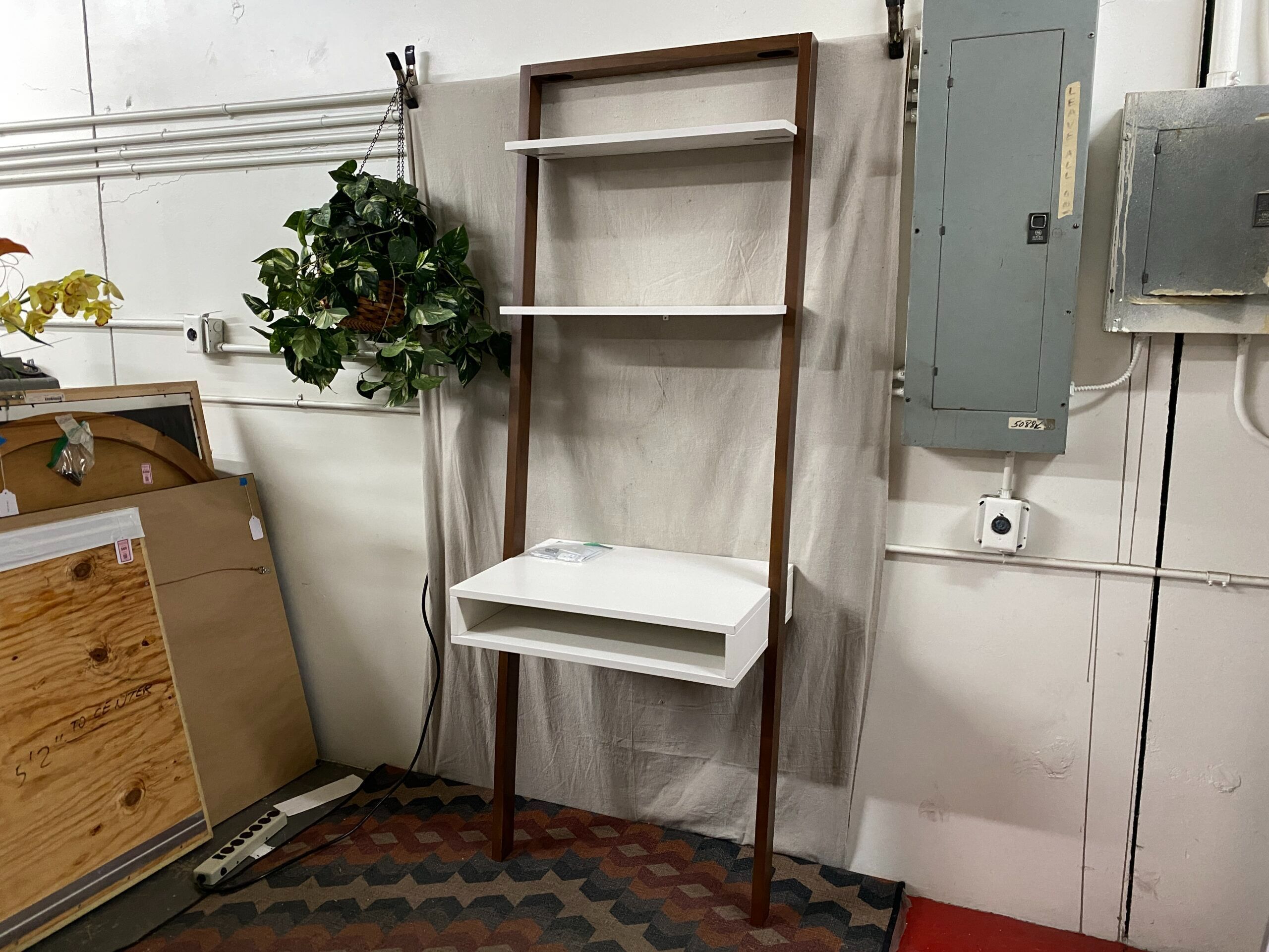 William Sonoma White Ladder Shelf Wall Desk