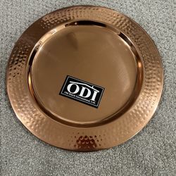 Set of 6 Old Dutch Hammered Copper Plates, 13"