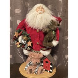 24" Santa On Stand Christmas Decor Excellent Used Condition 