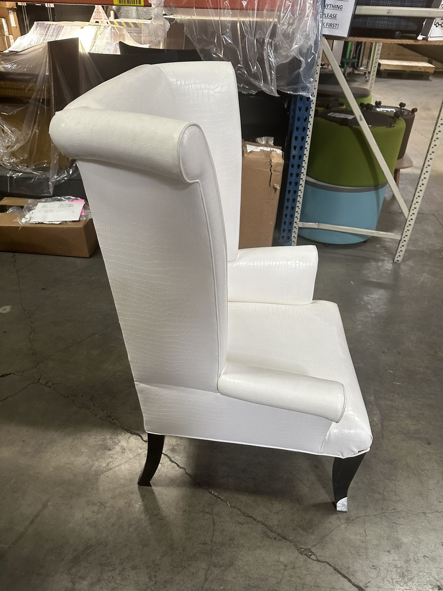 Oversized Wing Back Chair Faux Leather, White