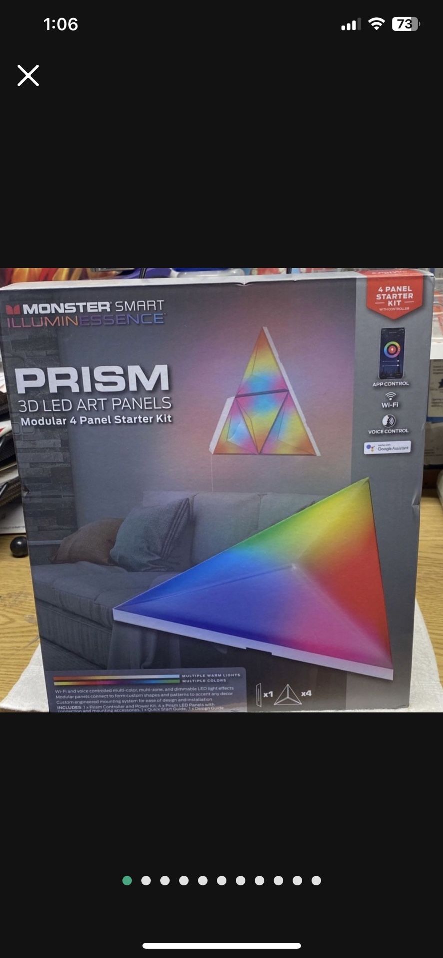 Monster Smart Prism 3D LED Art Panels, Modular 4 Panel Starter Kit with Controller