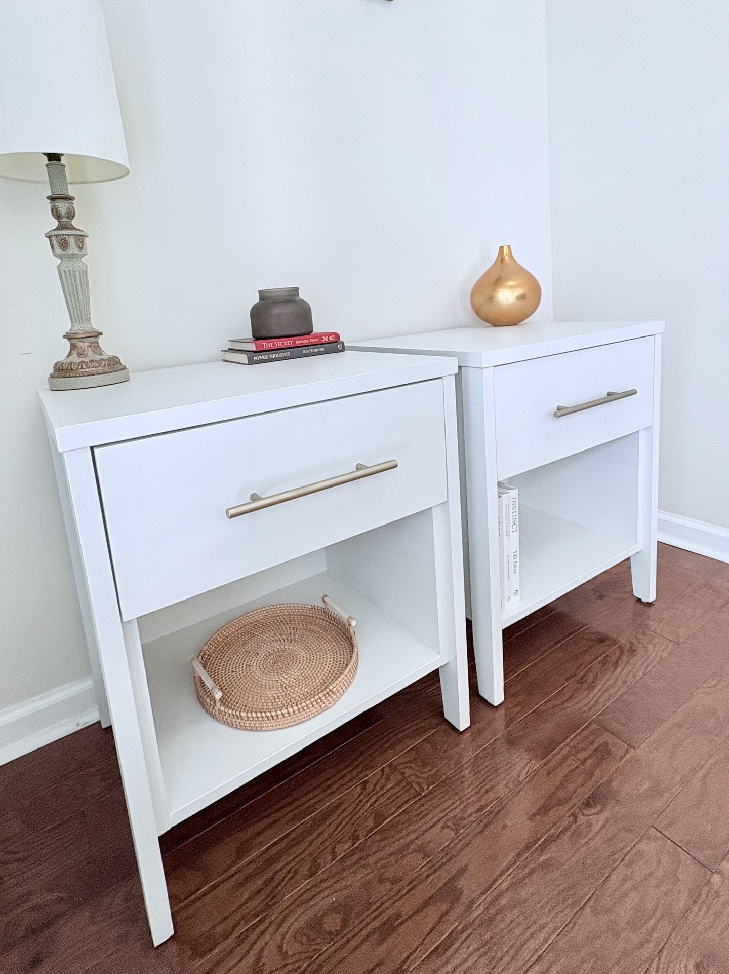 Pair Of White Nightstands/ End tables
