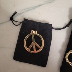 14k Gold Peace Sign Pendant