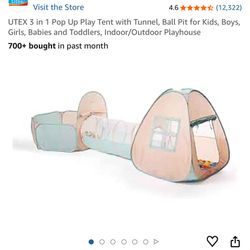 Kids Pop Up Tent With Tunnel