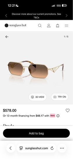 Prada Gold Frame Gradient Sunglasses