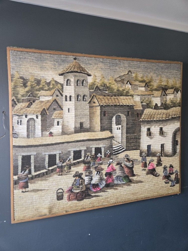 Peruvian cultural wool tapestry wall hanging