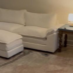 White Sofa + Ottoman. Price Including Delivery 