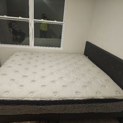 Bed frame with headboard and mattress king size