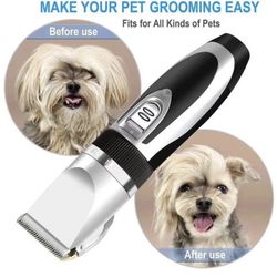 Dog Clippers,Low Noise Pet Clippers, Electric USB Rechargeable Dog Trimmers Clippers,Professional Heavy Duty Cordless Dog Grooming Clippers Kit for Sm