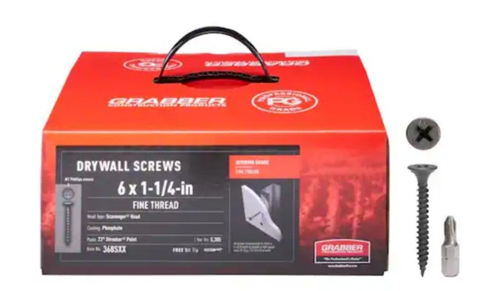 Grabber
#6 x 1 1/4 in. Phillips Scavenger Head Streaker Point Drywall Screws 20 lb. box