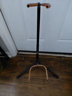 Guitar Stand Black Metal with Wood Accents