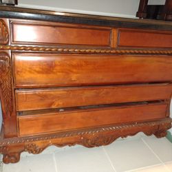 Carved Wood Console Granite Top