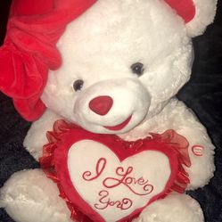 Cal Plush Singing Teddy Bear With Heart 16”(sings love me tender).lights up