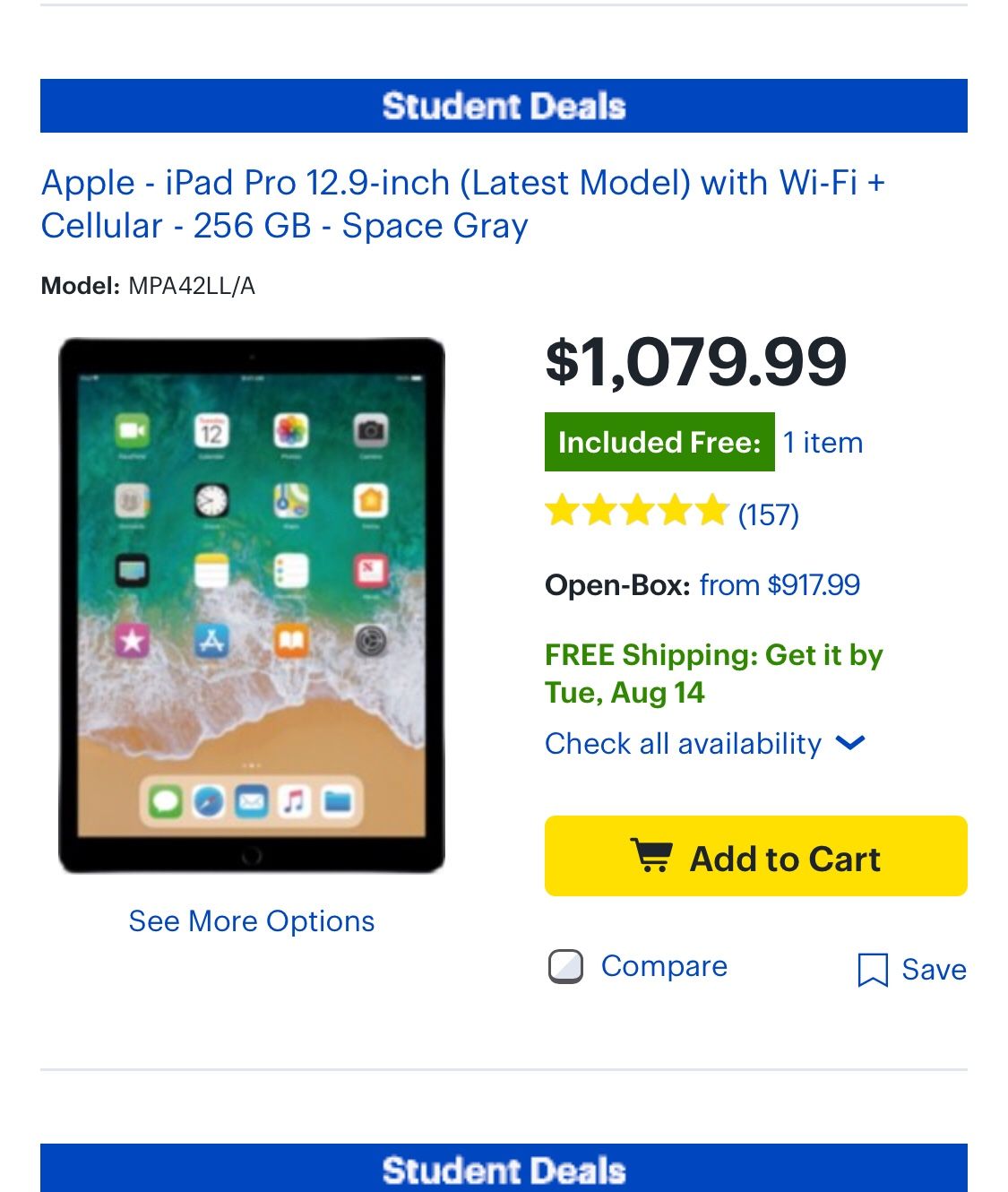 iPad brand new $850