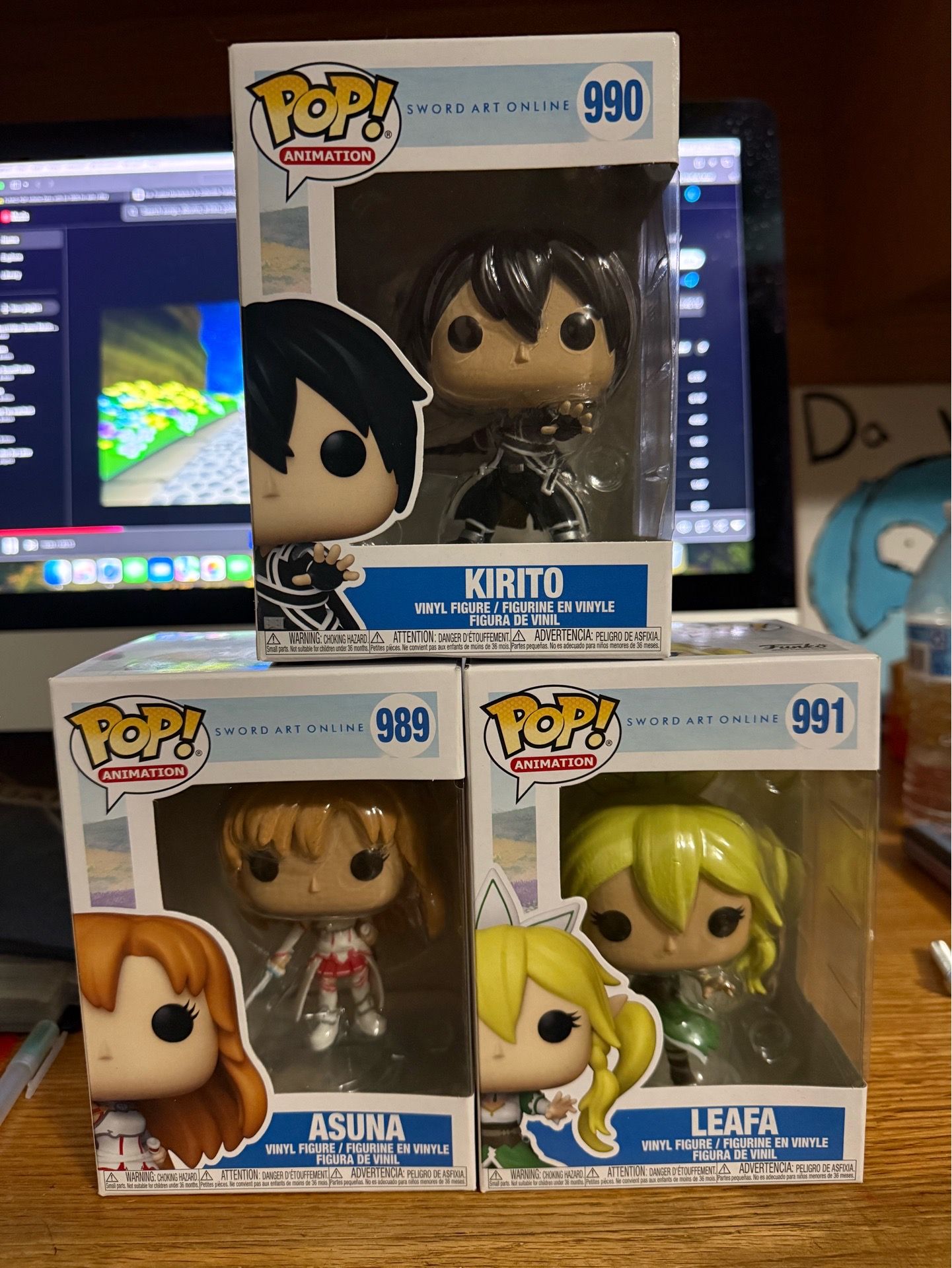 Funko Pop Animation (989,990,991) Asuna/Leafa/Kirito