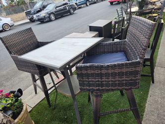 Outdoor Wicker Bar Table and Chairs Set