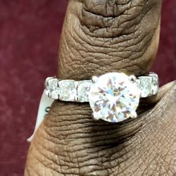 Women Solitaire Ring 14k White Gold 