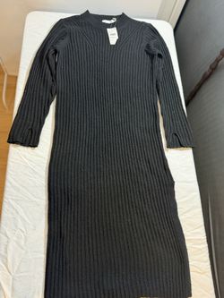 All in Favor Womens Deep Claret black Long Sleeve MIDI Sweater Dress XS