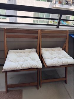 IKEA Wooden Folding Chairs with Cushions – Set of 2