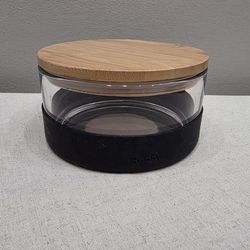 Reddy Glass Dog Treat Container with Bamboo Lid