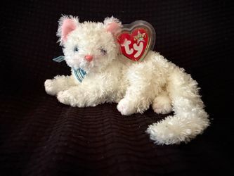 Ty Beanie Baby Starlett White Kitten Cat (2001) – Retired – Tag Protector – Original Tag