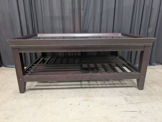Dark Espresso Wood Coffee Table with Glass Top