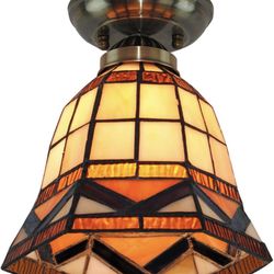 Tiffany Ceiling Lights 1-Light 7.8" Wide Mission Style Stained Glass Flush Mount Ceiling Light for Bedroom Hallway Living Room Dining Room Bathroom Ki