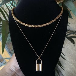 Gold Layered Locked Necklace 