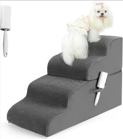 Dog Stairs- 4-Tiers Steps Ramp High Bed and Couch, Dog Ramp with Stable Non-Slip Fabric Cover, Pet Stairs for Small Dogs and Cats or Pets Joints, GPT-