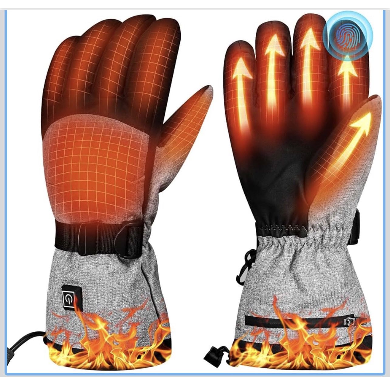 Heated Gloves, 5V 4000mAh Rechargeable Heated Gloves for Men, 3 Heating Levels, Touchscreen, Non-Slip for Skiing, Hunting, Outdoor Work,Size: Large(Pa