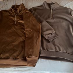 Grey and brown quarter zip sweatshirt #sweatshirt #athleisure