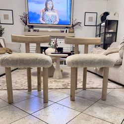 CB2 Perle Shearling Dining/Accent Chairs Set Of 2 $450