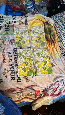 Small Vintage Hallmark Table Cover Paper Tablecloth Yellow Flower Power Retro Floral