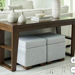 Elena Sofa Table & Two Ottomans Brown