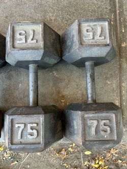 75 lb Cast Iron Hex Dumbbells Pair
