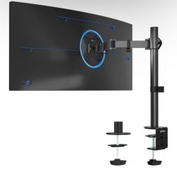 VIVO Single 13 to 38 inch Ultrawide Monitor Arm Desk Mount, Regular Screens up to 32 inches, 22 lbs capacity, Fully Adjustable Stand with C-Clamp and 